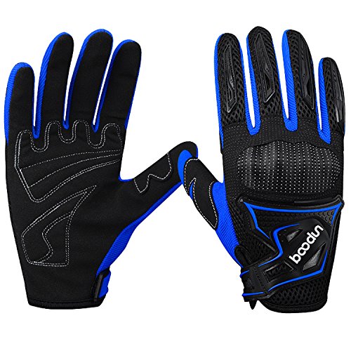 Motorrad Handschuhe für Männer/Frauen Vollfinger-Radhandschuhe Atmungsaktiv Motorad Handschuh - Blau - M von BOODUN
