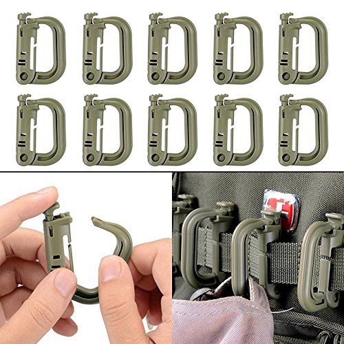 BOOSTEADY 10 Stück vielseitig verwendbar D-Ring Karabiner Grimloc Locking für Molle Gurtband mit Rucksäcke von BOOSTEADY