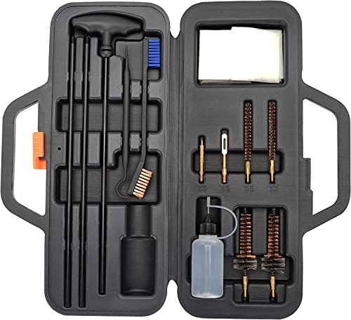 BOOSTEADY Gun Cleaning Kit Pro .223/5.56 Gewehr Pistolen Reinigungsset mit Bohrkammerbürsten Reinigungs-Pick-Kit, Messing-Reinigungsstäbchen mit Reißverschluss-Tasche von BOOSTEADY