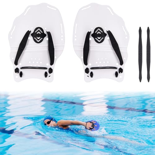 BOOSTEADY Schwimmpaddel Handpaddel Schwimm Trainingstool Schwimmhilfe Schwimmzubehör für Erwachsene, weiß von BOOSTEADY