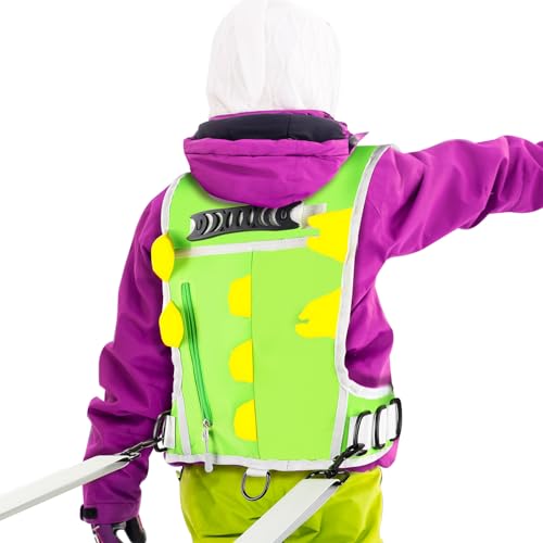 BOOSTEADY Ski und Snowboard Gurt für Kinder, Ski Traininggurt mit Verstellbarer Leine in Dinosaurierform & Metallschnalle (Grün) von BOOSTEADY