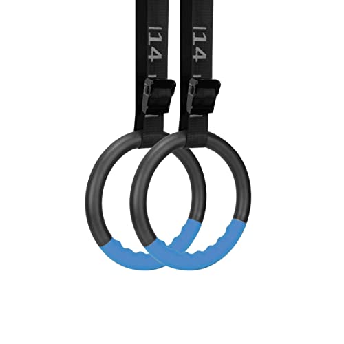 BOOSTEADY Turnringe Gymnastikringe mit 15 FT verstellbaren Riemen rutschfeste Gym Ringe Klimmzug Trainingsringe für Kinder Erwachsene, Blau von BOOSTEADY