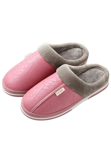 BOQUN Hausschuhe Damenschuhe Indoor Hausschuhe Memory Foam Größe 9-17 rutschfeste Winter Damen Hausschuhe Antifouling Familie Zuhause Schuhe-Rosa-48-49(28.1-29Cm) von BOQUN