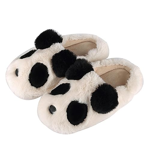 BOQUN Pantoffeln. Cute Panda Slippers Women Winter Fluffy Furry Warm Slippers Indoor Fuzzy Slippers -Panda A-39-40(24.5-25Cm) von BOQUN