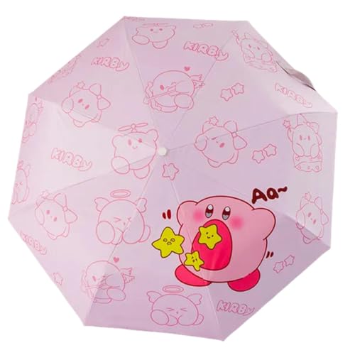 BOQUN Regenschirm Kirby Anime Süße Vollautomatische Sonne Regenschirm Falten Schwarzer Kleber Sonnenschutz Und Uv -Schutz Kinder Regenschirm-Automatisch von BOQUN