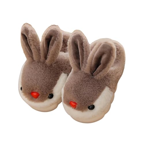 BOQUN Winterhausschuhe Kinder Kinder Winter Dicke Hausschuhe Kinder Kinder Mit Baumwollbaby Innen Warm Warme Hausschuhe Mädchen Süße Cartoon Kaninchen Tierschuhe-201Rabbitkhaki-30-31Inner18.5Cm von BOQUN