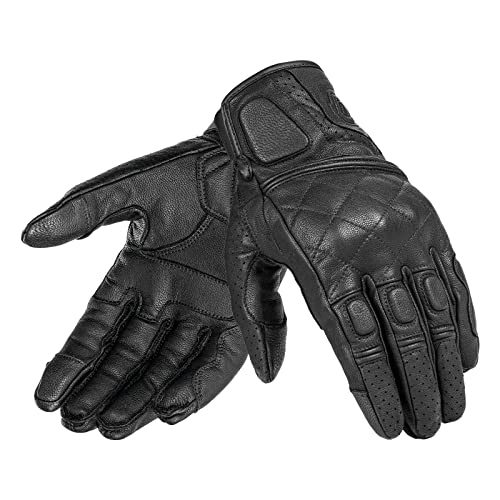 BORLENI Motorradhandschuhe Echtes Leder Ziegenleder Mesh Soft Protector Touchpanel Kompatibel Frühling Sommer Herbst Schwarz Herren L von BORLENI