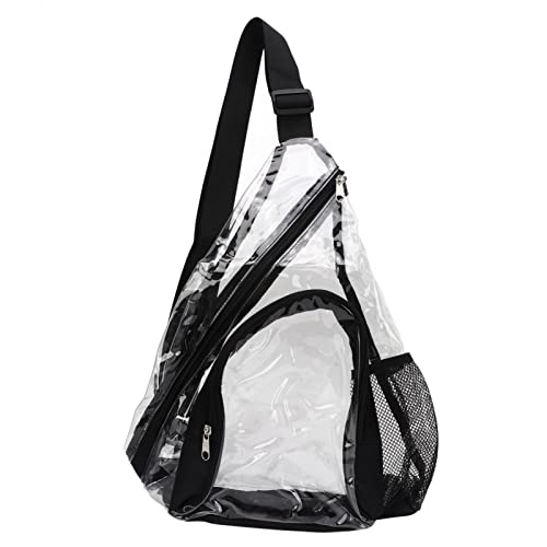 BOROCO Rucksack – Durchsichtige Umhängetasche, Transparente PVC-Brusttasche, Bequemer Reise-Kreuzschulterrucksack(Schwarz) von BOROCO