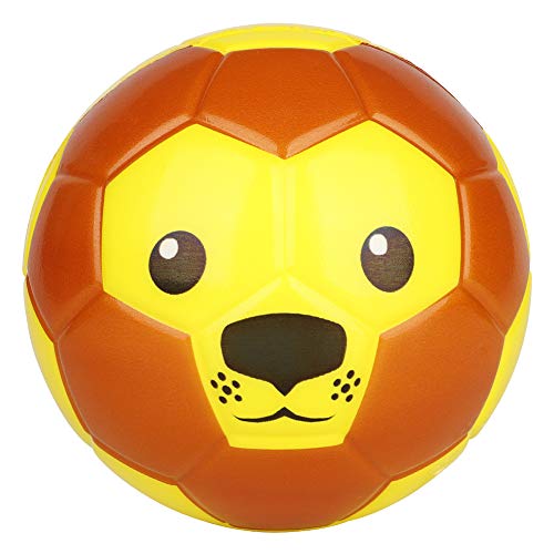 BORPEIN 15,2 cm großer Mini-Fußball, niedliches Tier-Design, weicher Schaumstoffball für Kinder, weich und federnd, perfekte Größe für Kinder zum Spielen, löwe von BORPEIN