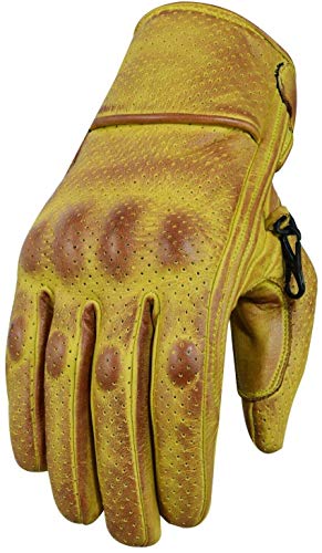 BOSMOTO Sportlich Chopper Vintage Motorradhandschuhe - Leder Wax Gelb Handschuhe (S) von BOSMOTO