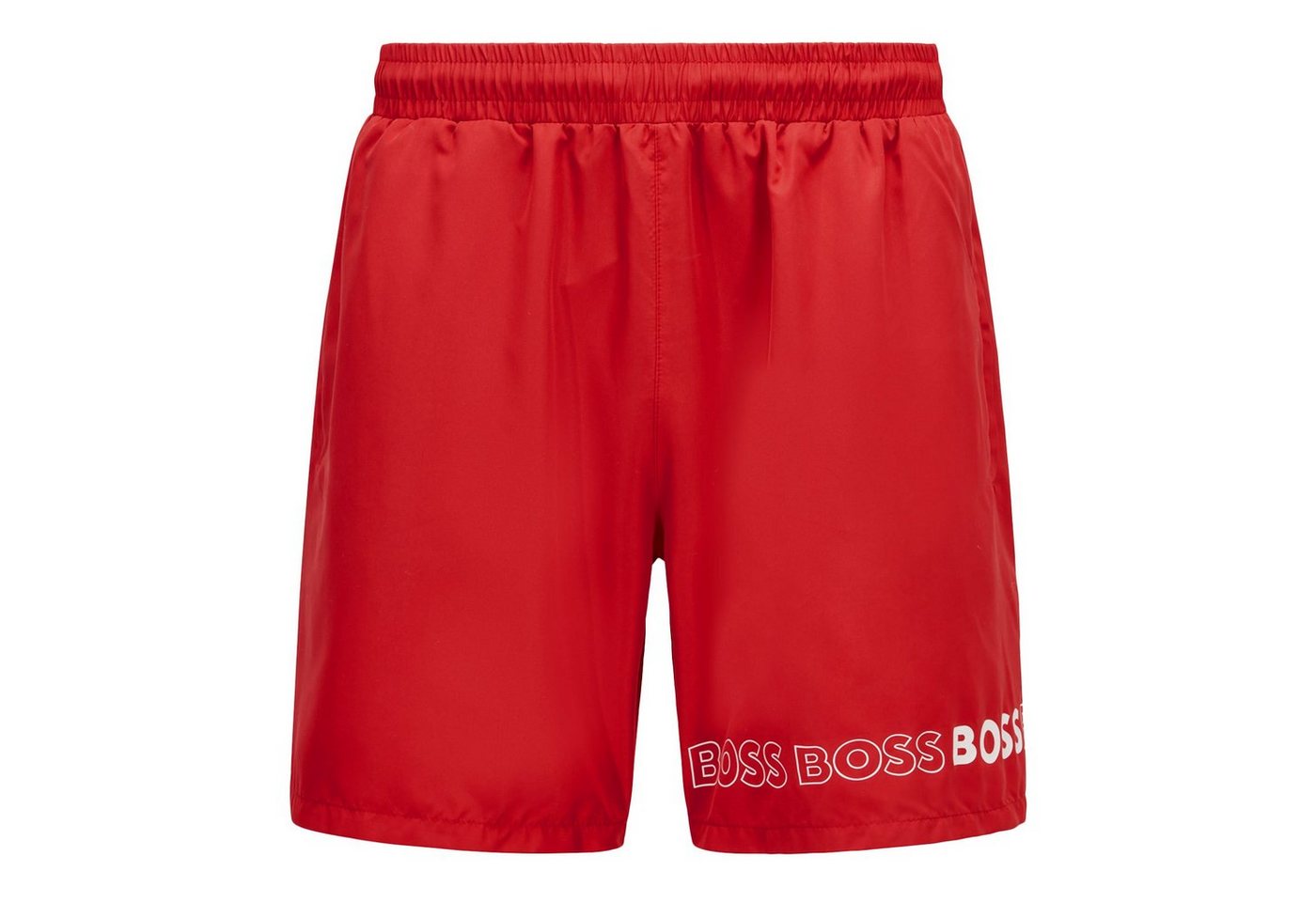 BOSS Badeshorts Dolphin mit umlaufendem Markenschriftzug auf dem linken Bein von BOSS