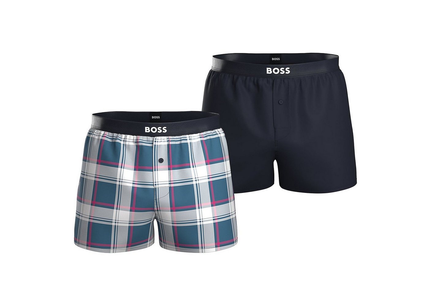 BOSS Boxershorts Woven Boxer Pyjama-Shorts EW 2P (2-St., 2er-Pack) Baumwollpopeline legerer Schnitt von BOSS