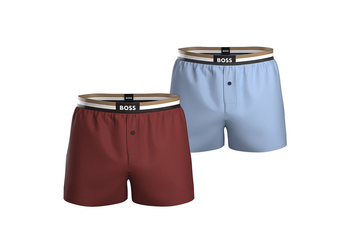 BOSS Boxershorts Woven Boxer Shorts EW 2P (Packung, 2-St., 2er-Pack) Pyjama-Shorts Baumwollpopeline legerer Schnitt von BOSS