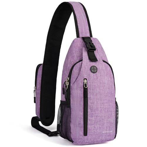 BOSTANTEN Brusttasche Herren, Leichte Sling Bag Damen Schulterrucksack Crossbody Bag Multipurpose Daypack für Reise Wanderreisen Outdoor,Lila von BOSTANTEN