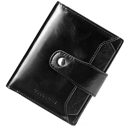 BOSTANTEN Damen Echtes Leder Geldbörsen RFID Slim Wallet 10 Kartenfächer Portemonnaie Kleingeldfach mit Reißverschluss Schwarz von BOSTANTEN