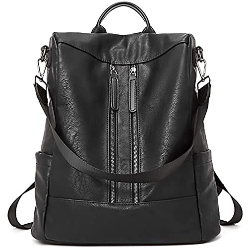 BOSTANTEN Damen Rucksack Klein Anti Diebstahl Rucksack Damen Freizeitrucksack Reise Handtasche aus Leder Rucksackhandtasche Tagesrucksack für Frauen Mädchen Schwarz 30.5 x 14 x 33cm von BOSTANTEN