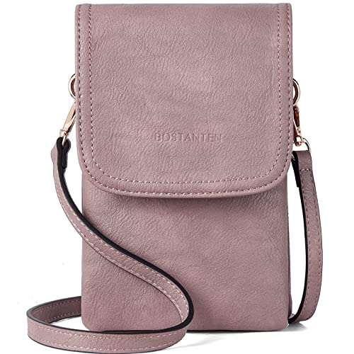 BOSTANTEN Handytasche zum Umhängen Leder, Handy Umhängetasche Damen, Handytasche mit Geldbörse zum Umhängen, handtasche damen umhängetasche für Designer Lila von BOSTANTEN