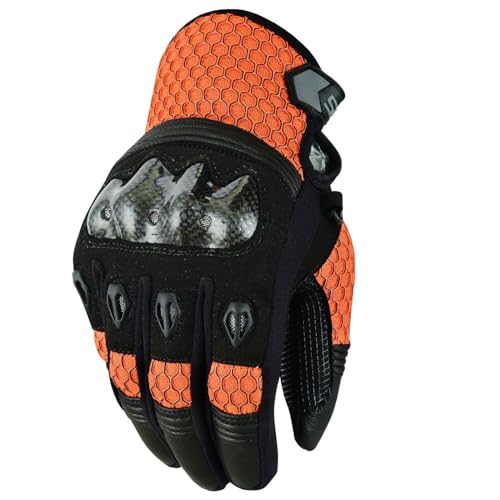 BOSmoto Herren Motorradhandschuhe Sommer, Starke Protektoren für Sicherheit beim Motorradfahren,Herren Motorrad Sommer Handschuhe,Biker Motorrad Handschuhe (ORANGE, M) von BOSmoto