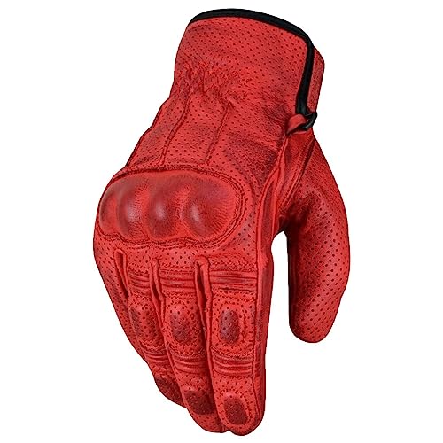 BOSmoto Motorradhandschuhe Herren Leder - Protektoren Motorrad Handschuhe für Sommer – vollfinger Motorcycle Gloves mit rutschfesten Pads (L) von BOSmoto