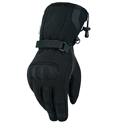 BOSmoto Motorrad Handschuhe Winter, Warm Handschuhe, Wasserdicht Winddicht Schutz Handschuhe (Schwarz, 3XK) von BOSmoto