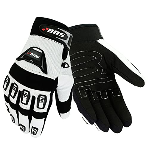 Motorradhandschuhe Fahrrad Sport Gloves Sommer Motorrad Handschuhe XS-3XL (Weiß, 2XL) von BOSmoto