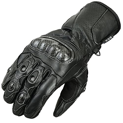 Motorradhandschuhe Sommer, Motorrad Handschuhe Motorradhandschuhe Knuckle mit Carbon, Leder Funktion für Herren und Damen (XS) von BOSmoto