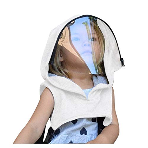 BOTCAM Einweg-Kapuzen-Integralschutzhut mit klarem Gesicht Kind Sicherheitsgurt (White, One Size) von BOTCAM
