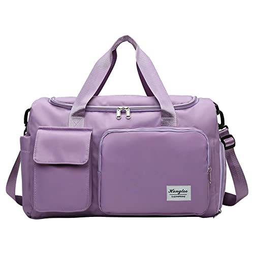 BOTCAM Faltbare Reisetasche mit großer Kapazität, leicht, wasserdicht, faltbar, Tragetasche, Reisetasche, modische Frauen Stoffschultertasche (Purple, One Size) von BOTCAM