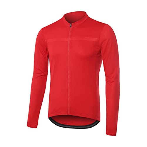 BOTCAM Herren Full Zipper Long Sleeves Radtrikots Fahrräder MTB Shirt Rotes Radtrikot (Red, L) von BOTCAM