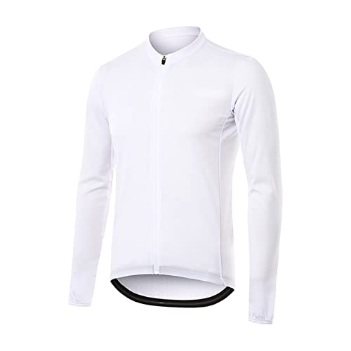 BOTCAM Herren Full Zipper Long Sleeves Radtrikots Fahrräder MTB Shirt Rotes Radtrikot (White, S) von BOTCAM