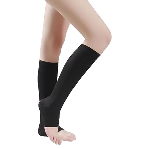BOTCAM Männer Frauen Kompression Zehenlose Socken Kniehohe Stützstrümpfe Offene Spitze Sicherheitssportbrille Kinder (Black, S) von BOTCAM
