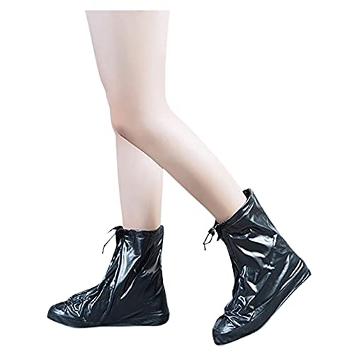 BOTCAM Schuhe wasserdichte Regenausrüstung mit High-Top-Regen Bezug Schuhe mit -Slip Wasserfeste Jacke (Black, L) von BOTCAM