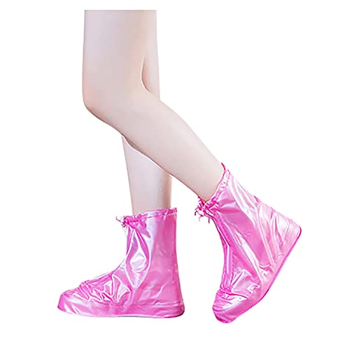 BOTCAM Schuhe wasserdichte Regenausrüstung mit High-Top-Regen Bezug Schuhe mit -Slip Wasserfeste Jacke (Pink, L) von BOTCAM