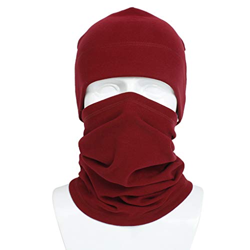 BOTCAM Unisex- waschbare und wiederverwendbare Oberfläche warm winddicht Gesicht Produkt + Hut Sicherheitsgurte Für Die Arbeit Für Frauen (Red, One Size) von BOTCAM