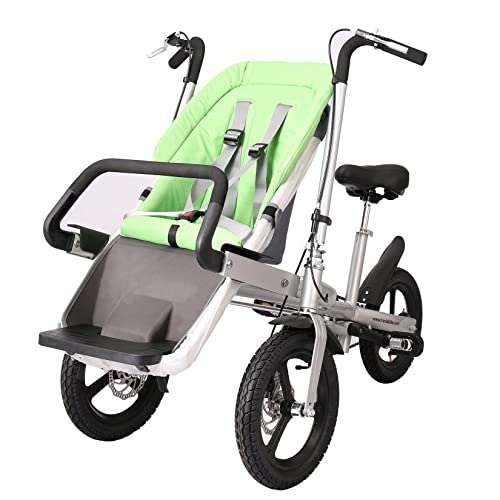 BOTOWI Kinderwagen dient auch als Fahrrad/Dreirad, Fahrrad mit Kinderautositz, Mutter- und Babyfahrrad, Eltern-Kind-Fahrrad, guter Helfer mit Baby, ideal zum Einkaufen, Reisen,Grün von BOTOWI
