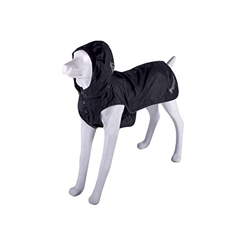 BOXEUR DES RUES Dog Collection Wasserdichter Mantel für Hunde mit Abnehmbarer Kapuze, Schwarz, 50 cm von BOXEUR DES RUES