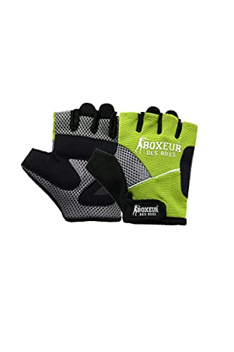BOXEUR DES RUES - Fitness and Weightlifting Gloves In Neon Yellow, Unisex, Yellow Fluo, L-XL von BOXEUR DES RUES