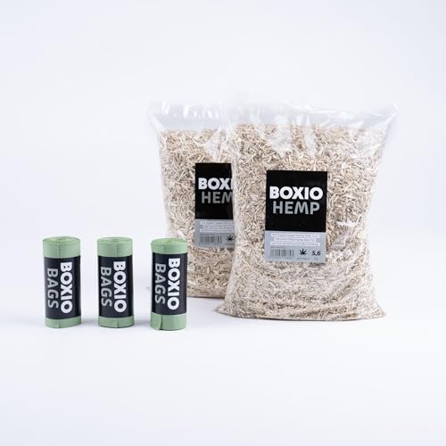 BOXIO - Refill Bundle: 2X Hanfstreu, 3X Bio Bags 10l - Campingtoiletten Zubehör Set, Biobeutel, Sägeraspel Streu für Trenntoilette, Komposttoilette - Ideal für Camping, Gartenklo und unterwegs von BOXIO