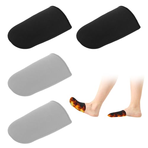 2 Paar Zehenwärmer, 13.5x9.5cm Neopren Zehenwärmer Wiederverwendbar Schwarz Grau Zehenwarme Socken Zehensocken Thermo Zehenkappen für Füße Winter Schuhe Stiefeletten Wandern von BOXOB