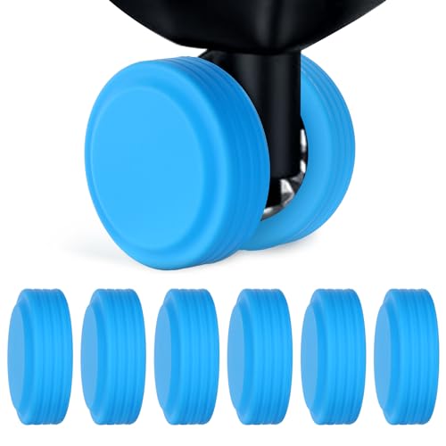 8 Stück All-Inclusive Gepäckradabdeckung, Silikon Luggage Wheel Protector Geräuschfest Absturzsicher Gepäckdrehradabdeckungen für die Meisten 8 Rollen Gepäckstücke (Blau) von BOXOB
