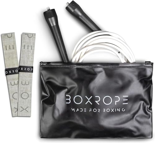 BOXROPE, Ein Springseil für Boxen, verwicklungsfrei, 15% schwerer als ein normales PVC-Seil, Boxer-Springseil, verstellbar, inklusive Griffbänder für mehr Halt, Springseil für Boxer, Premium-Qualität von BOXROPE