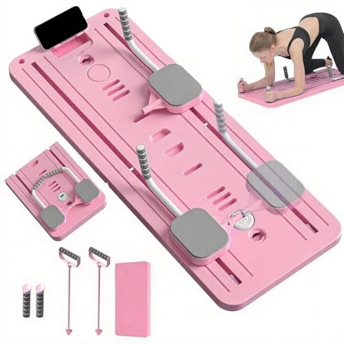 BOYIFEIJIE Pilates Board für Zuhause, 5 En 1 Faltbar Mini Pilates Reformer Board mit Timer für Core, Taille, Bein, Arm und Rückentraining, 2025 Upgrade Reformer Pilates Maschine (Rosa) von BOYIFEIJIE
