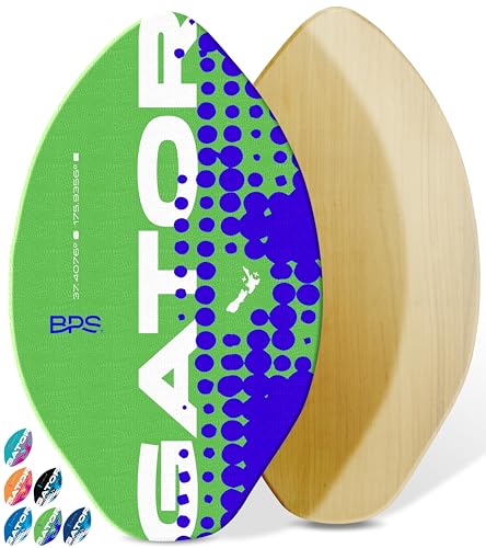 Evthund 'Gator' Skimboards with Colored Eva Grip Pad and High Gloss Clear Coat | Wooden Skim Board with Grip Pad for Kids and Adults | Choose from 3 Sizes and Traction Pad Color von BPS