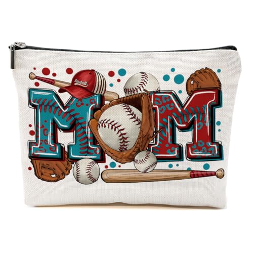 Baseball-Geschenke, Make-up-Tasche, Mama-Geschenke für Mutter, Frauen, Baseball-Teamspieler, Trainer, Weihnachten, Geburtstag, Baseball-Mama, 9.6*7.1 inch von BQXH