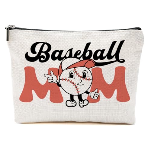 Baseball-Geschenke, Make-up-Tasche, Mama-Geschenke für Mutter, Frauen, Baseball-Teamspieler, Trainer, Weihnachten, Geburtstag, Baseball Mom Smile, 9.6*7.1 inch von BQXH