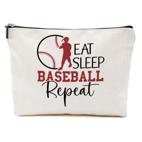 Baseball-Geschenke, lustige Baseball-Make-up-Tasche, Baseball-Trainer-Geschenke für Frauen, Baseball-Liebhaber, Fans, Weihnachten, Eat Sleep Baseball Repeat, 9.6*7.1 inch von BQXH