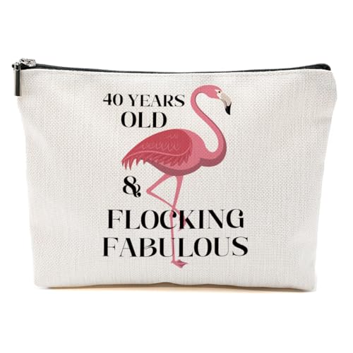 Flamingo-Geschenke, Make-up-Tasche, Flamingo-Vogelliebhaber, Sommer-Kosmetiktasche, Flamingo-Themen-Geschenke, 40 Jahre alt, 9.6*7.1 inch von BQXH