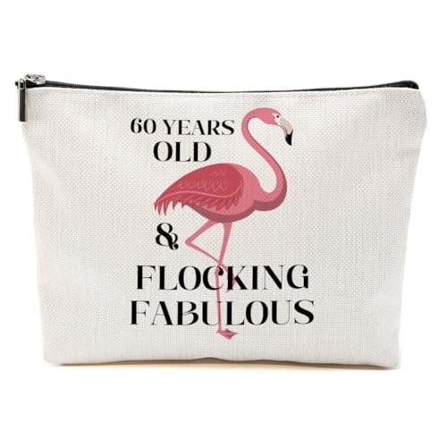 Flamingo-Geschenke, Make-up-Tasche, Flamingo-Vogelliebhaber, Sommer-Kosmetiktasche, Flamingo-Themen-Geschenke, 60 Jahre alt, 9.6*7.1 inch von BQXH