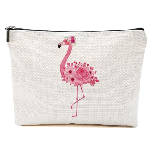 Flamingo-Geschenke, Make-up-Tasche, Flamingo-Vogelliebhaber, Sommer-Kosmetiktasche, Flamingo-Themen-Geschenke, Flower Flamingo, 9.6*7.1 inch von BQXH