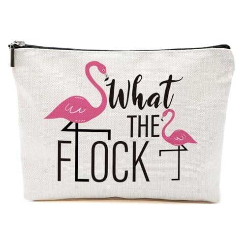 Flamingo-Geschenke, lustige Make-up-Tasche, Flamingo-Vogelliebhaber, Sommer-Kosmetiktasche, Flamingo-Themen-Geschenke, Flamingo-Beflockung, 9.6*7.1 inch von BQXH